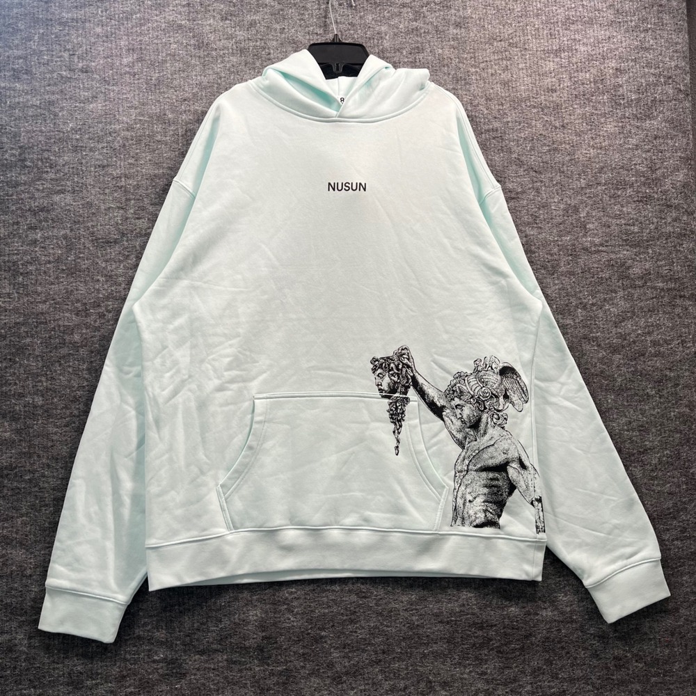 NUSUN Light Blue Medusa Veni Vidi Vici Graphic Hoodie Mens 2X Streetwear 6186